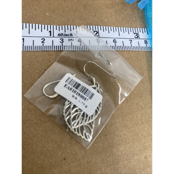 .925 Sterling Silver earrings light fish hook LEAVES BRAND NEW designer